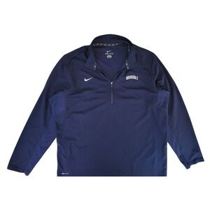Nike Dri Fit Mens Navy Brookdale Quarter Zip Pullover Shirt Athletic 2XL
